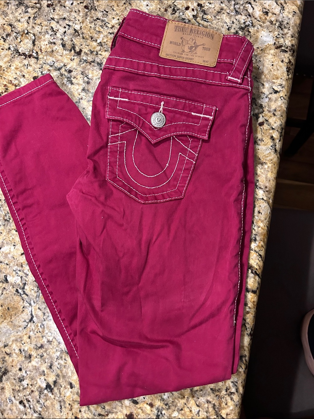 True Religion Women's Deep Pink Skinny Jeans